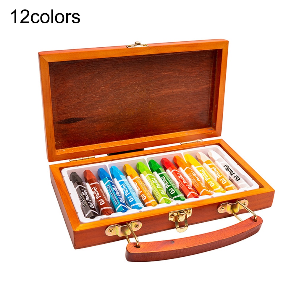 12/24 Colors Crayon Children Drawing Wooden Crayon set Non-toxic Oil Pastels Oil Crayon Kid's Graffiti Painting Art Supplies