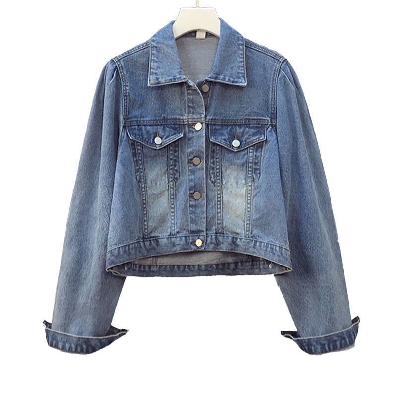 Vestes en jean à manches longues bouffantes 4XL pour femmes, Streetwear décontracté, automne et printemps