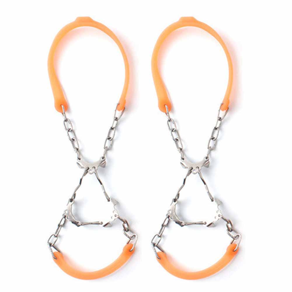 Pinzas de hielo con dientes de acero para escalada, botas antideslizantes, tacos de agarre, equipo de esquí al aire libre, 1 par: Orange 6 teeth