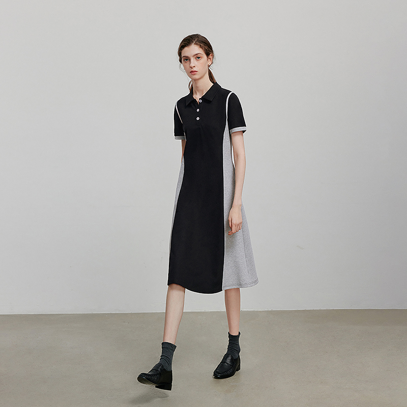 TOYOUTH Women Dress Summer Short Sleeve Splicing Casual Dress 8529066