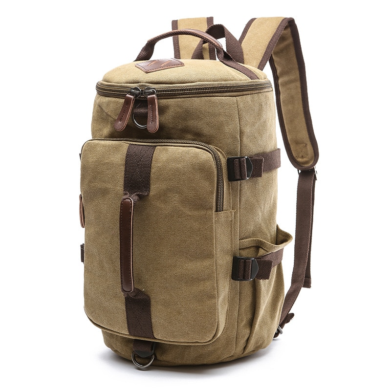 Snap tours de lona bolsa de viaje para los hombres de gran capacidad hombre equipaje de mano durante la noche de lona bolsa de fin de semana de mochila de viaje: KHAKI-SMALL