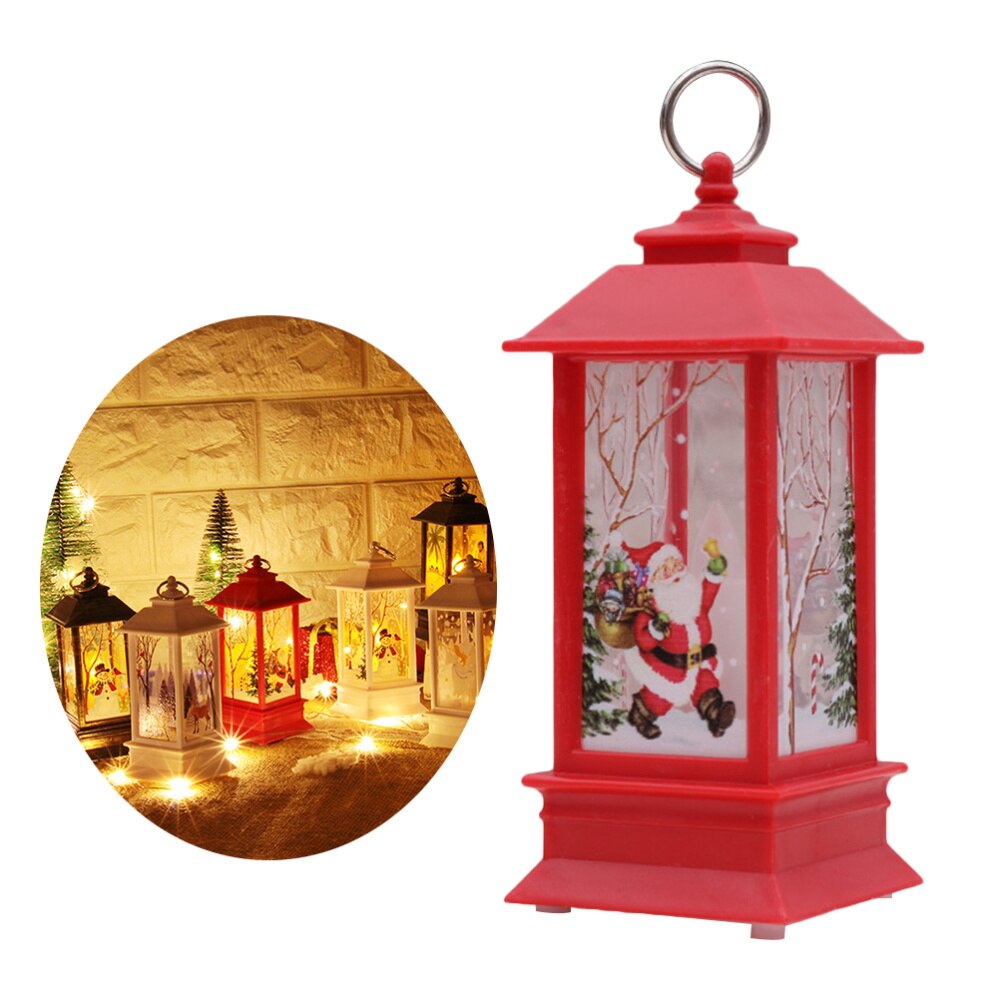Latarnia bożonarodzeniowa doprowadziło świąteczna lampa wisząca wiatrowa dekoracyjna latarnia świecznik dekoracja na biurko (czerwony mikołaj)