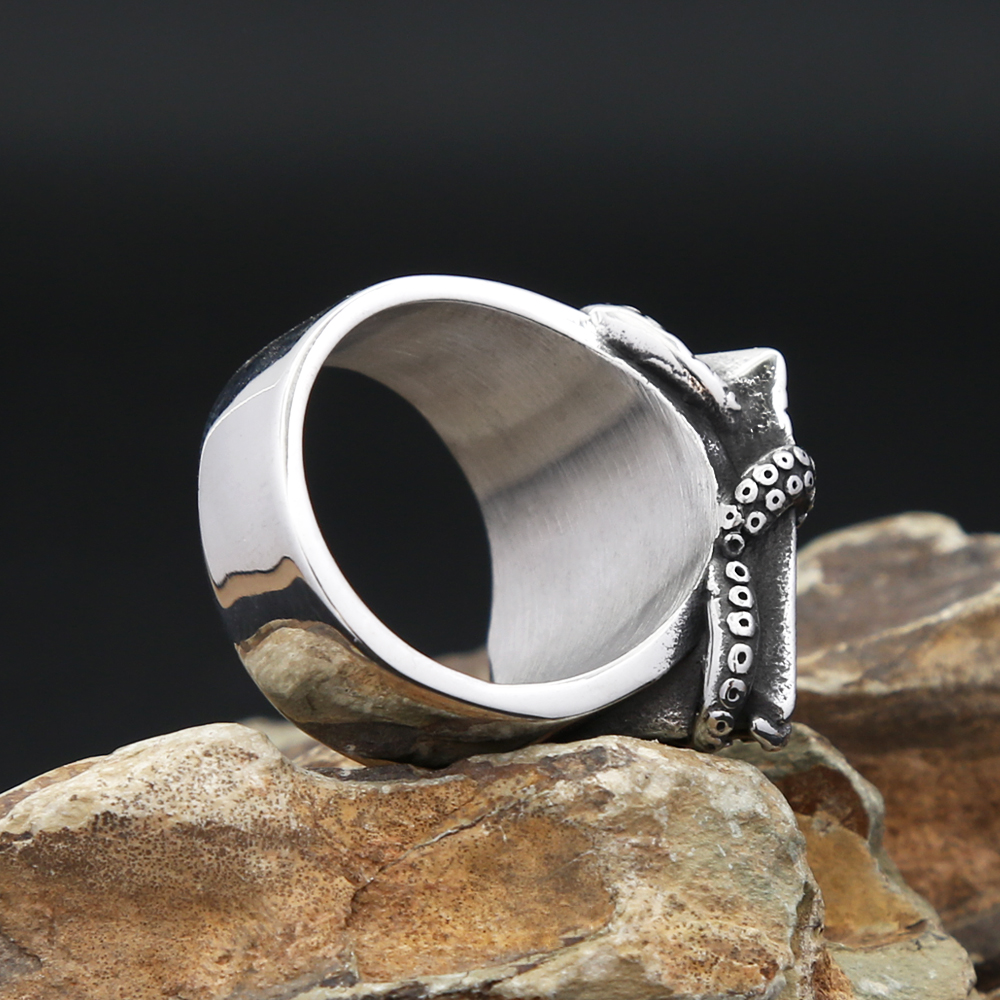 Vintage Domineering Masonic Octopus Eye Rings For Men Women 316L Stainless Steel Punk Biker Jewelry