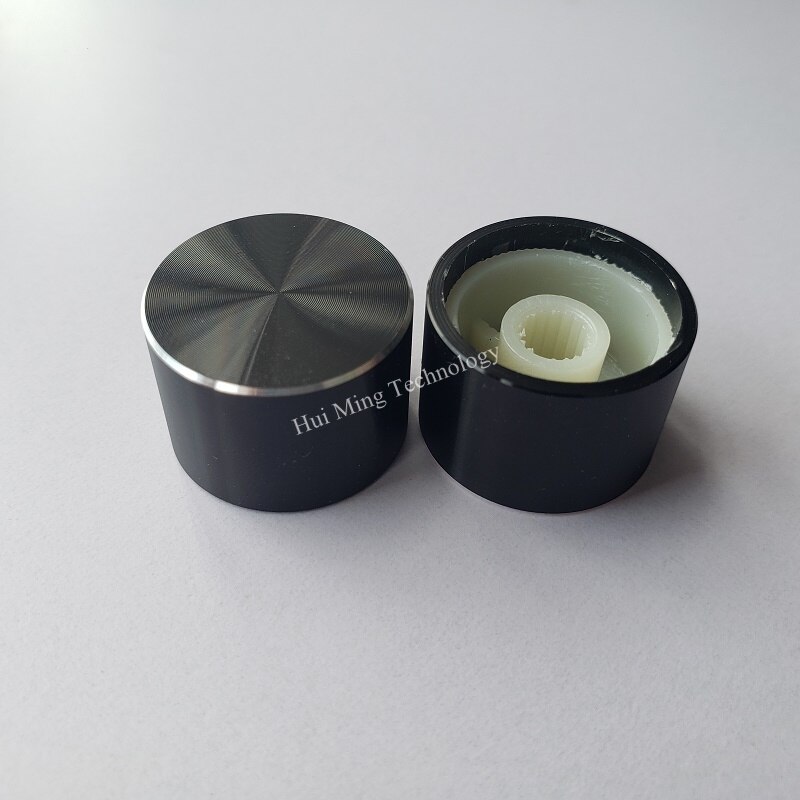 10pcs aluminum plastic cap knob potentiometer knob Smooth 22*15*6mm silver O shaft amplifier volume adjustment aluminum knob: black