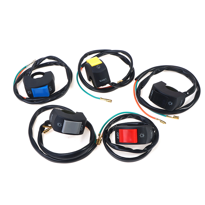 22mm ON/OFF Motorcycle Switch Push Button 12V Button Connector Handlebar Switch for ATV Electronic Bike Scooter Motorbike