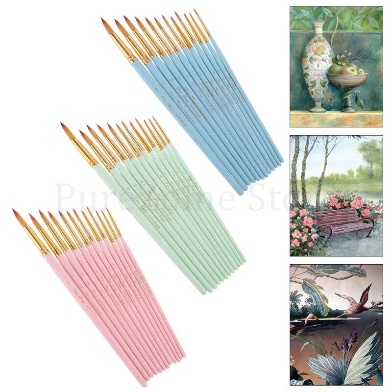 Larrel 12 stuks aquarelpenselen, nylon penselen, kunstenaarskwast Larrel 12 stuks aquarelpenselen, nylon penselen, kunstenaarskwast