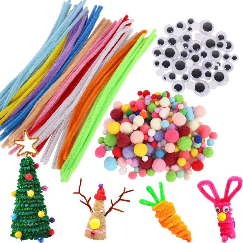 Plush Stick / Pompoms Rainbow Colors Shilly-Stick Educational DIY Toys Handmade Art Craft Creativity Devoloping Toys GYH