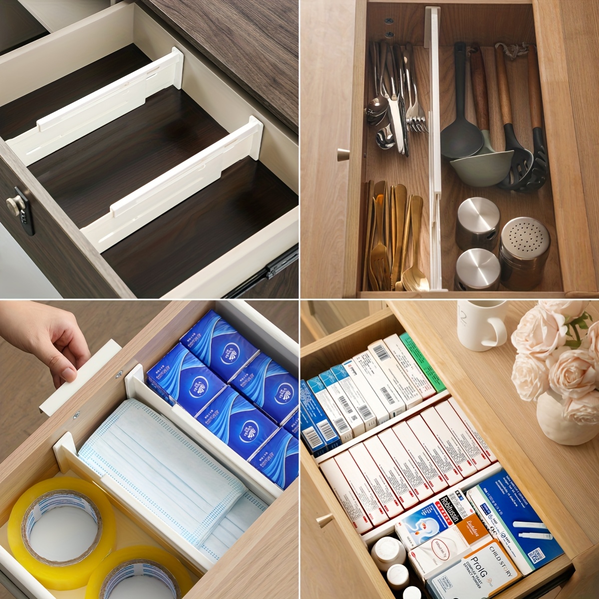 Paquete de 5 divisores de cajones para ropa, organizadores de cajones ajustables, separadores expandibles, organizador de tocador para ropa, cocina