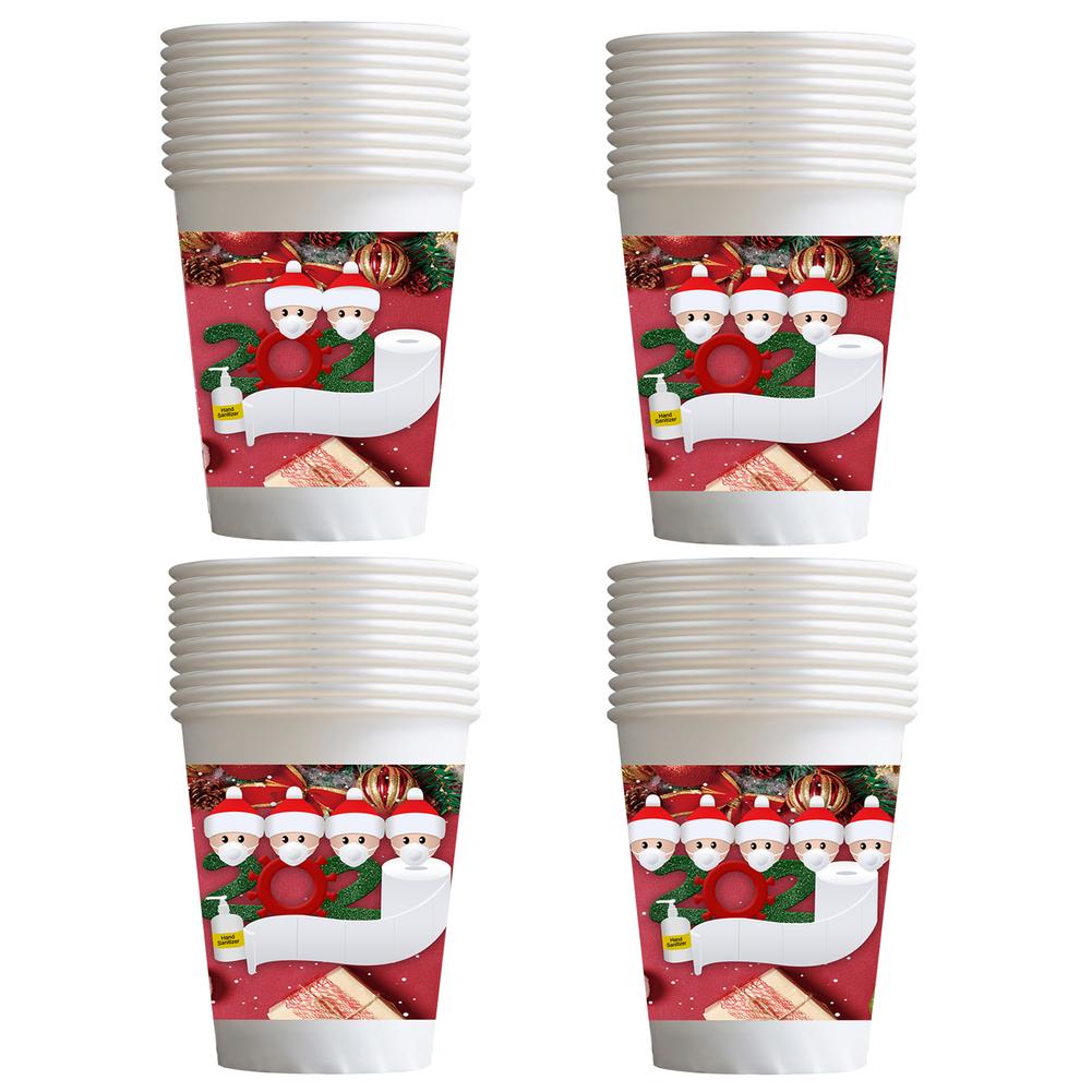 10pcs Christmas Disposable Paper Cups 9oz Christmas Family Coffee Cup Leak-proof Coffee Cups