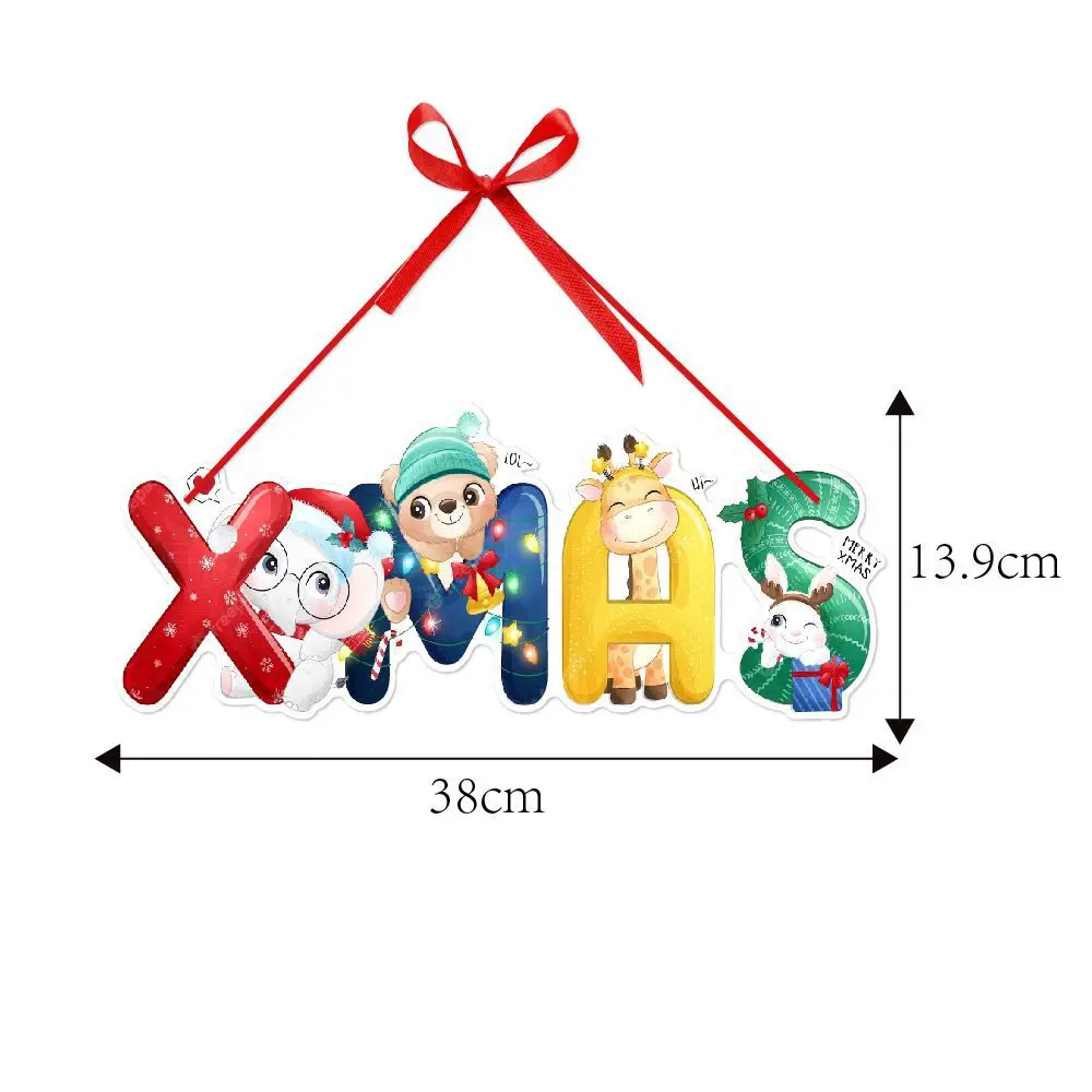 2024 Kerst Deurhanger Nieuwjaarsfeest Hangers Kerstman Sneeuwpop Elanden Papieren Banner Vrolijke Kerstdecoratie voor thuis: Licht Groen