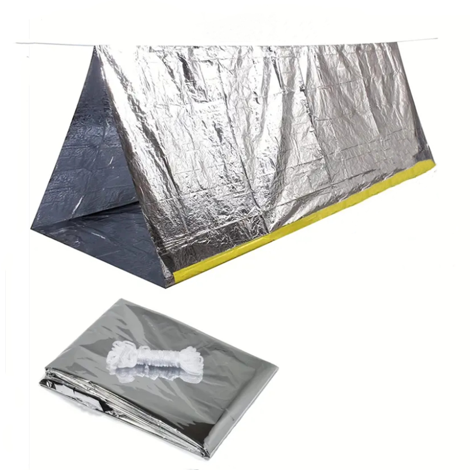 Tienda de emergencia, tienda de campaña impermeable con tubo de emergencia para 2 personas para acampar y actividades al aire libre: Blanco