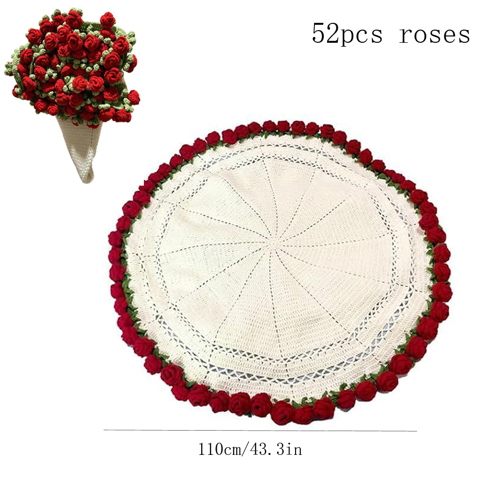 1 Uds. Manta con ramo de flores terminadas, mantas de punto suaves y ligeras para cumpleaños, boda, decoración del hogar del Día de San Valentín: Rojo