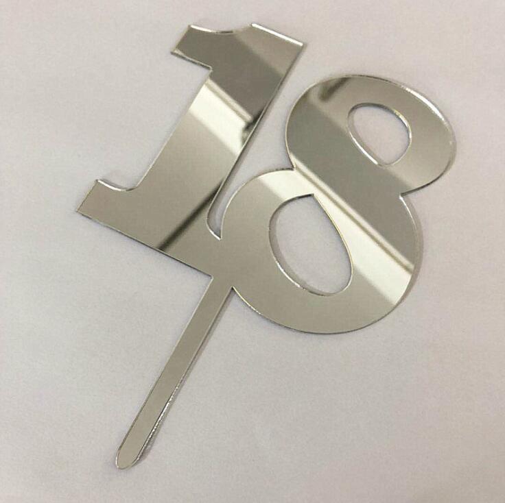 1Pcs Number 18 Acrylic Cake Topper Gold 18th Happy Birthday Cupcake Topper For Anniversary Girls Birthday Party Cake Decorations