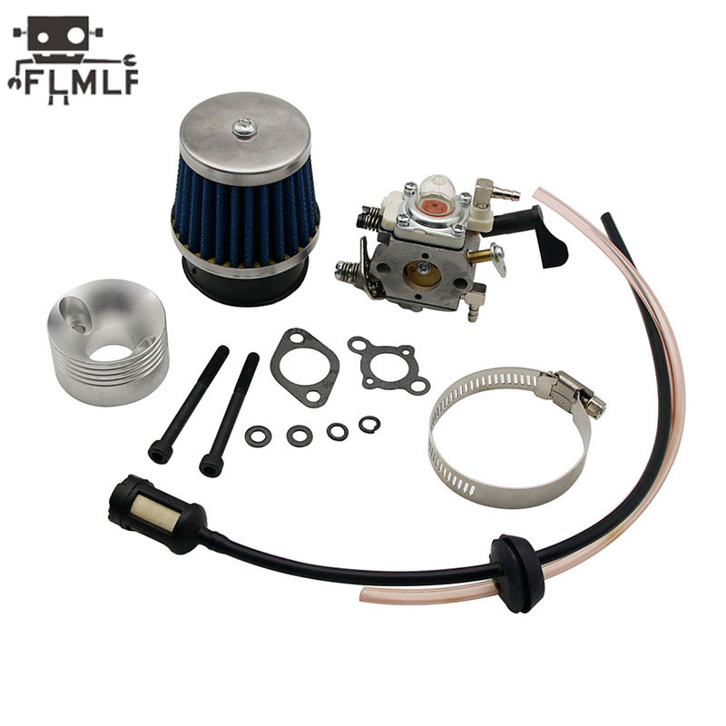 Filtro de aire para coche Rc + carburador + tubo de combustible de motor de 23CC ~ 58CC para 1/5 Hpi Rofun Km Rovan LT Baja FG ZENOAH CY RCMK GoPed Redcat: Gris claro