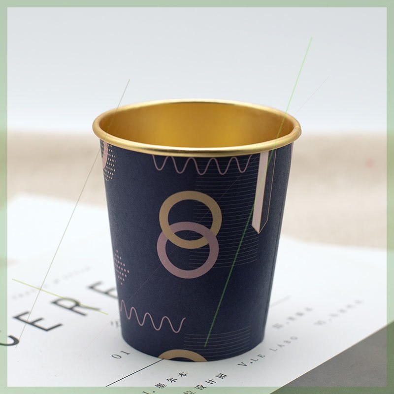Taza de papel de aluminio dorado de 50 piezas para uso doméstico y comercial, vaso desechable de alta gama, vaso grueso para agua, té, café, leche y: 50pcs 1