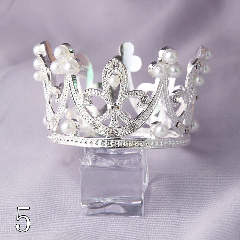 Mini Tiara encantadora, corona para pastel, Color dorado plateado, coronas de aleación, Princesa, suministros y decoraciones para fiestas,: 5