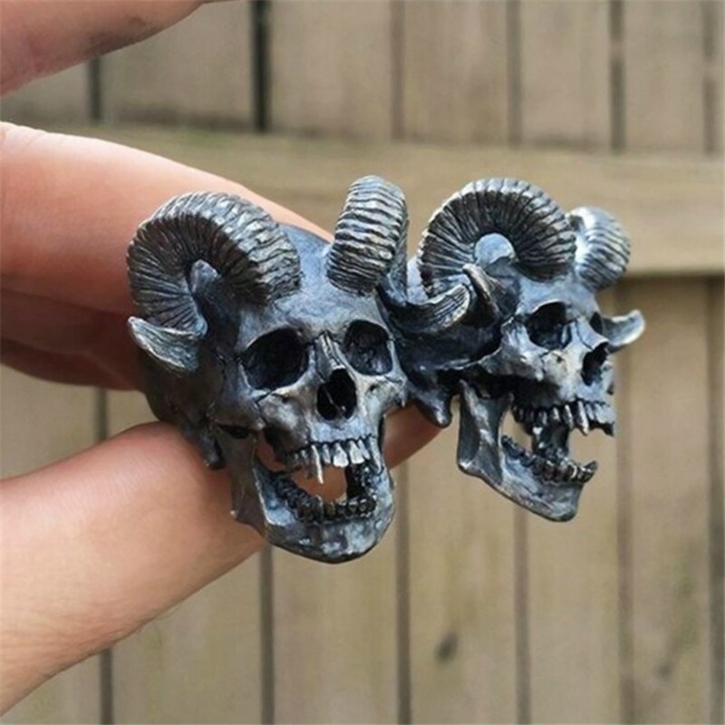 Vintage Heren Rvs Punk Ring Gothic Horror Skull Biker Ring Cool Mannen Sieraden