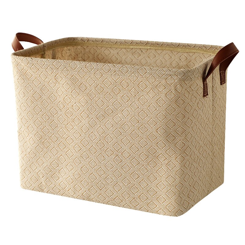 Large Capacity Cotton and Linen Dirty Clothes Laundry Basket Folding Square Magazine Books Storage Box: D