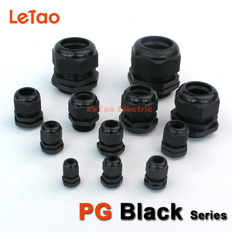 10pcs/lot PG21Nylon Waterproof cable gland plastic connector IP68 threaded entry electrical joint Black White for 13-18mm