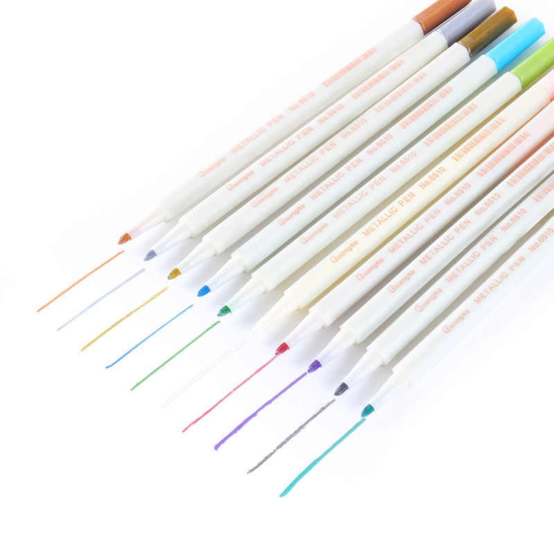 10 Pcs/Box Drawing Painting Marker Pens DIY Metal Waterproof Permanent Paint Marker Pens 1MM Student Supplies Craftwork Pen