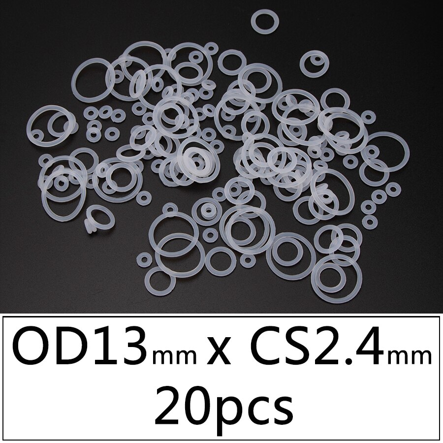 20Pcs Vmq Siliconen Rubber Afdichting O-Ring Vervanging Wit Afdichting O Ringen Pakking Washer Od 6Mm-30Mm Cs 2.4Mm Diy Accessoires S120: OD13mmxCS2.4mm 20pcs