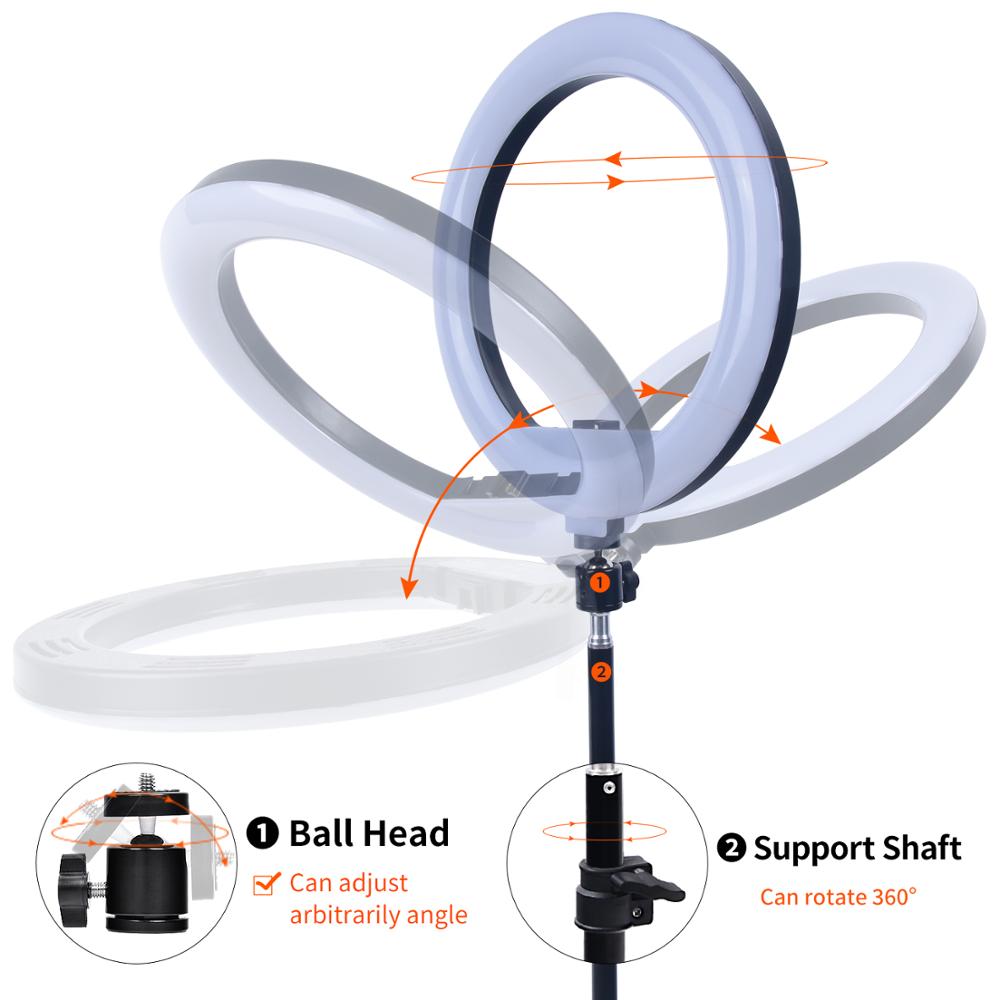 fosoto 12 inch 3000-6500K Photography LED Ring Light Dimmable Ring Lamp Lighting With Remote Tripod For Selfie Makeup Video
