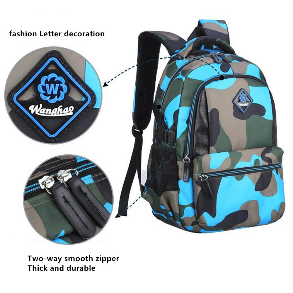 Green Camouflage School Backpack Nylon Casual Daypack Travel Outdoor Kids School Bags for Boys and Girls Birthday Presents