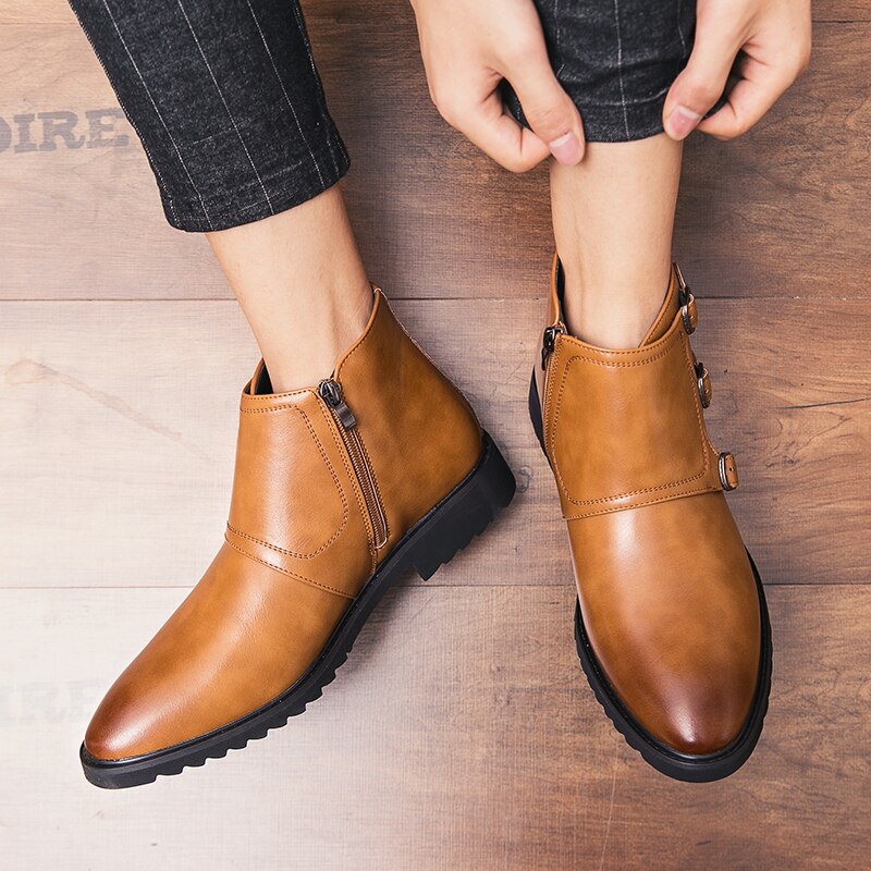 Herrstövlar vardagliga retro herrskor utomhus ankelstövlar vardagliga klassiska botas arbetsskor företag famal boots herr zapatos