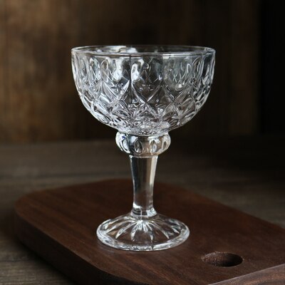 Vintage Pearl Relief Glass/Crystal Glass/Ice Cream Cup: X Pattern Cup