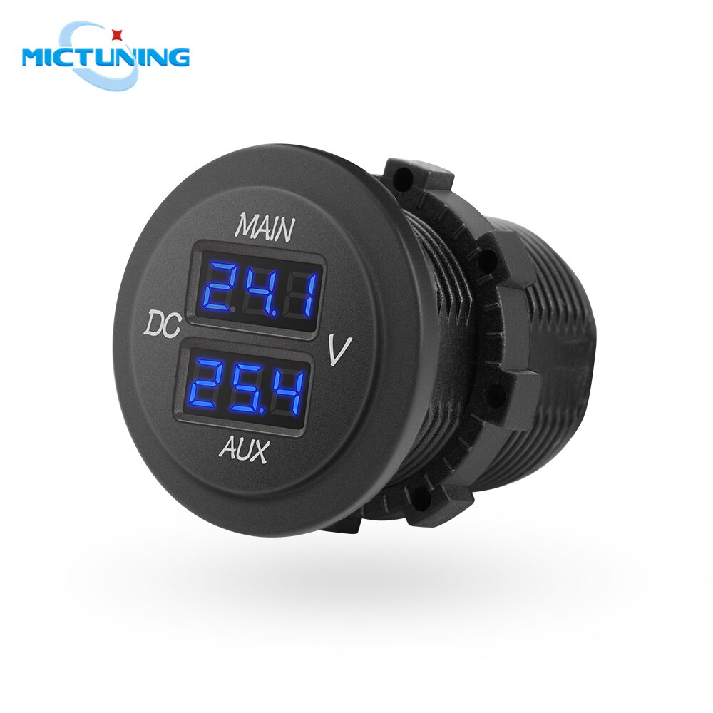 Mictuning 10-60v sininen led -digitaalinen pyöreä kaksoisvolttimittaripaneelin jännitemittari, yleinen auton noutoauton kaksoisakkuun