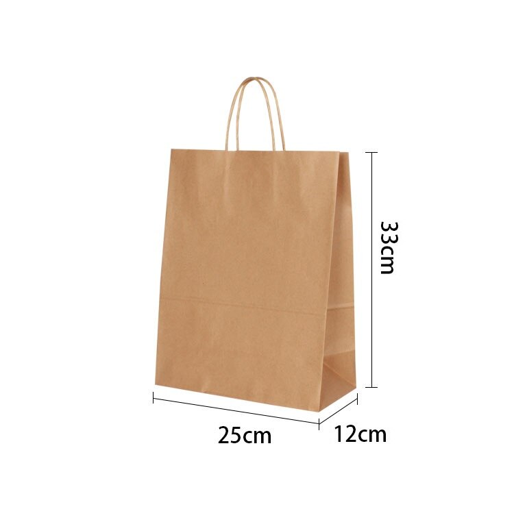 10 Stks/partij 4Size Kraft Diy Multifunctionele Kerstmis Nieuwjaar Papieren Zak Met Handvat Doek Boodschappentas: 33X25X12cm