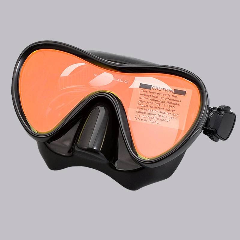 JUNHAIINS Professioneel siliconen duikmasker Ademhalingsbuis Anti-condens Gehard glas Zwemmen Snorke Set voor watersport: Oranje