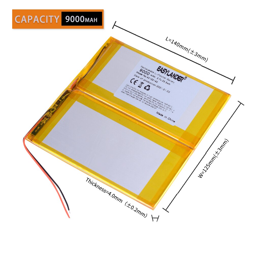 40125140 3.7V 9000Mah Voor Ch Teclast M30 Tablet Pc Batterij