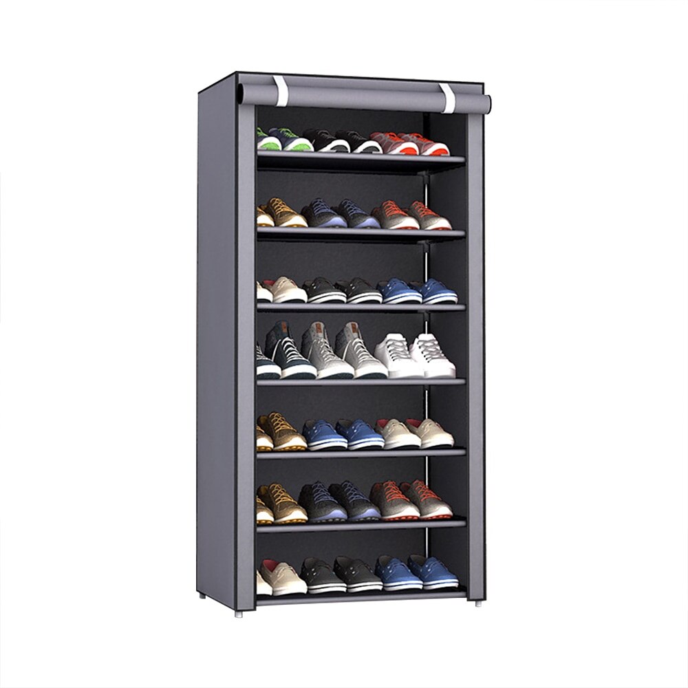 Multi Tiers Dust Proof Portable Steel Stackable Storage Non-Woven Fabric Shoe Stands Organizer Closet Home Holder Shelf Cabinet: sliver gray 8layers