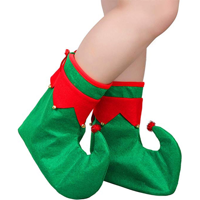 Sombreros de Navidad para adultos y niños, botas de elfo, calcetines de elfo de Navidad, zapatos de caramelo, sombrero, vestido de graduación, disfraz de vacaciones de Navidad, 3 piezas