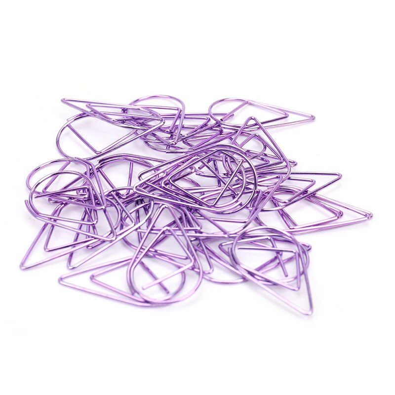 Lot de 30 trombones en métal en forme de feuille de couleur or et argent, kawaii, mignon, marque-page, papeterie scolaire et de bureau: Violet