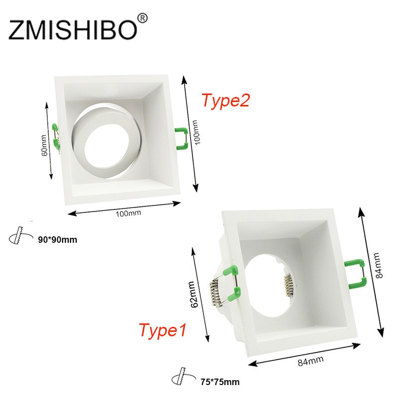 ZMISHIBO LED Downlight 75mm 90mm Cut Gat Verzonken Plafond Spot Lamp Fitting Frame Lamp Vervangbare MR16 GU5.3/ GU10/E27 Sockets