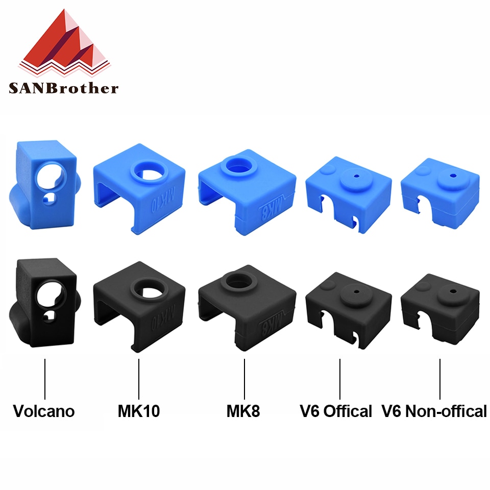 3D Printer V5/V6 volcano Protective Silicone Sock Insulation Cover Case for Heater Block MK8 / MK10 /MK9 Silicone sleeve End