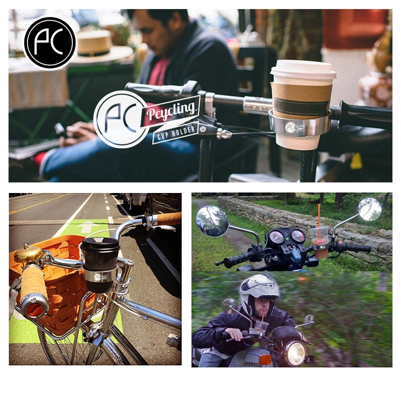 Pcycling cykel kaffekopholder mtb racercykel flaskeholder nylon aluminiumslegering justerbar retro stil cykeltilbehør