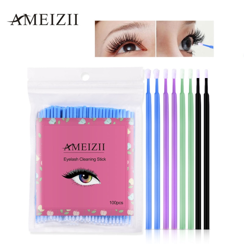 100 Pcs Wegwerp Wattenstaafje Dental Mircro Brush Mascara Wands Wimpers Cosmetische Wattenstaafjes Applicator Borstels