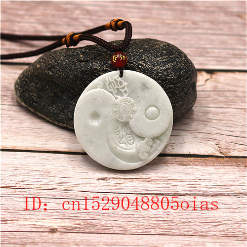 Natuurlijke Witte Chinese Jade Taiji Bagua Hanger Ketting Charm Sieraden Mode Accessoires Gesneden Amulet Voor Vrouwen Mannen