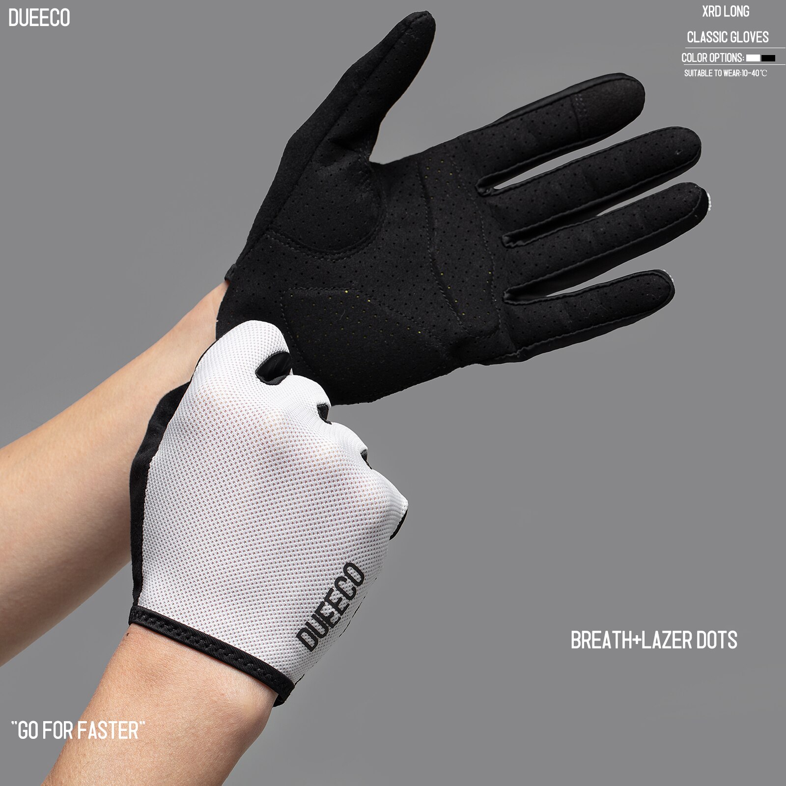 Luvas de ciclismo dueeco, luvas de bicicleta, luvas de bicicleta-dedo completo mtb mx luvas xrd almofada de absorção de choque design de tela de toque antiderrapante: White / L