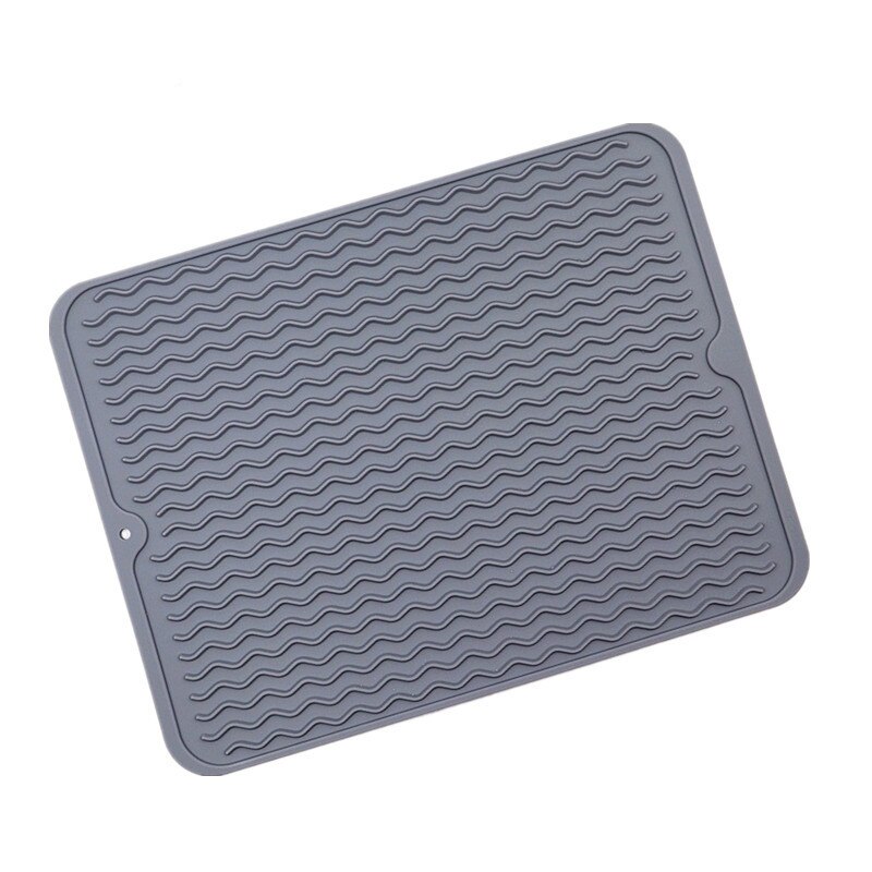 Large Multifuctional Silicone Protection Drying Mat Heat Insulation Holder Dish Cup Draining Pad Table Placemat Tray Kitchenware: 40x30cm Darkgrey