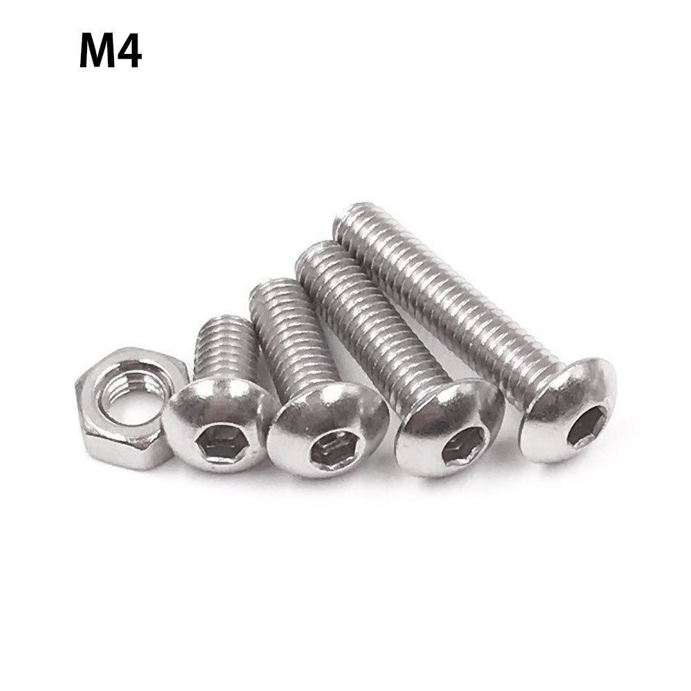 Cnim Schroef En Moer Kit,Machine Schroef En Moer Kit, 500 Pcs M3 M4 M5 Rvs Button Head Hex Socket Head Cap Bouten S