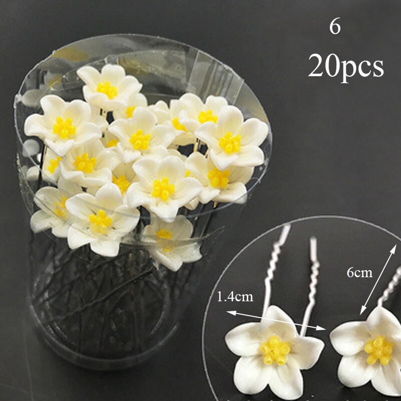 20 pçs feminino grampos de cabelo flor hairpin vara casamento nupcial cristal pérola grampos de cabelo em forma de u presilhas acessórios para o cabelo