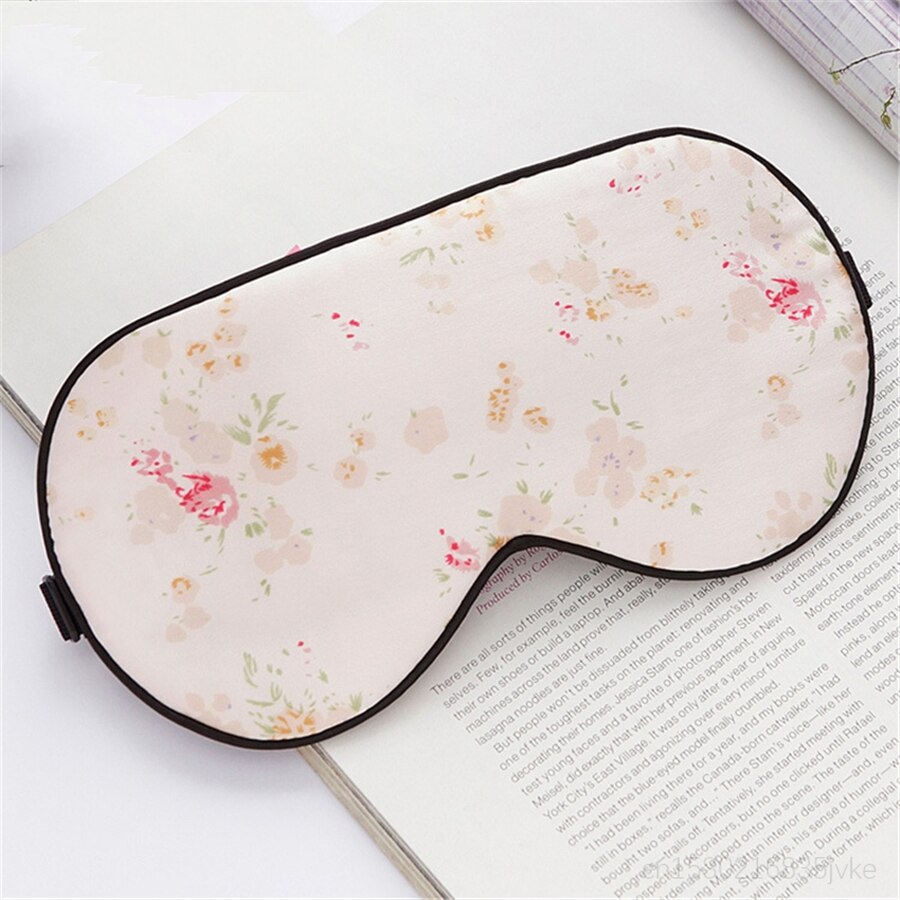 Mascarilla de seda de mora para dormir, 100% de porcelana china con estampado Floral, súper lisas, antifaz para dormir de viaje, azul y blanco: E