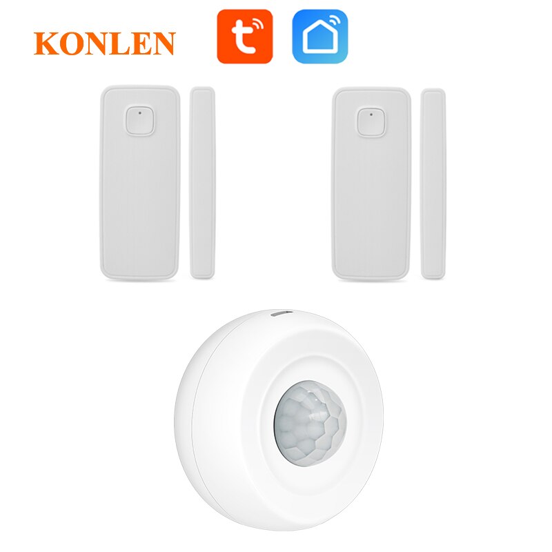 Tuya Smart Life WIFI Door Sensor Magnetic Window Open Entry Alert Infrared PIR Motion Detector Intruder Burglar Alarm Security: 2 Door Sensor 1 PIR