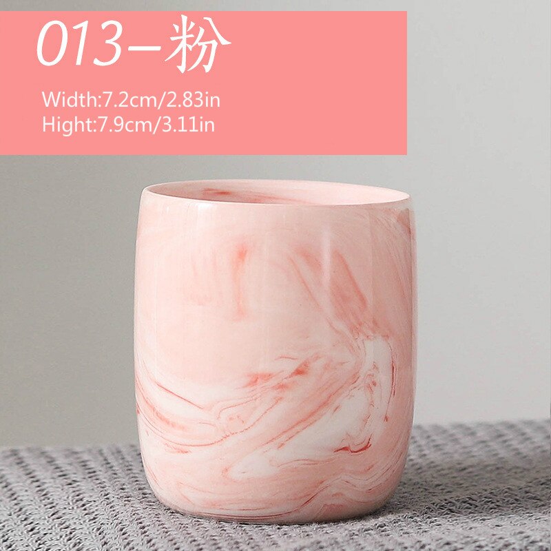 Nordic Style Ceramic Round Plant Pots Pink Marble Pattern Succulent Flowerpot with Hole Small Home Office Desktop Decor