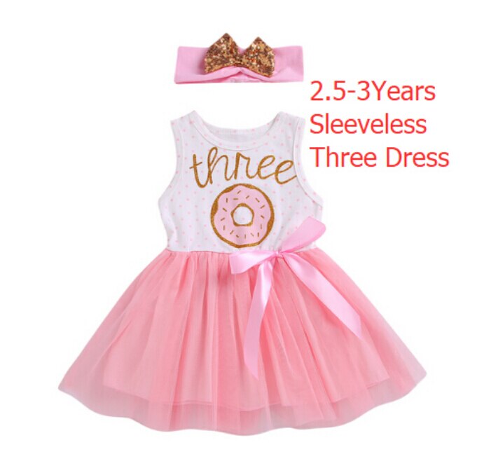 1st 2nd 3rd Third Birthday Donut Polka Dot Dress Girls Toddler Outfits Tutu Dresses Princess Party Dress: 13