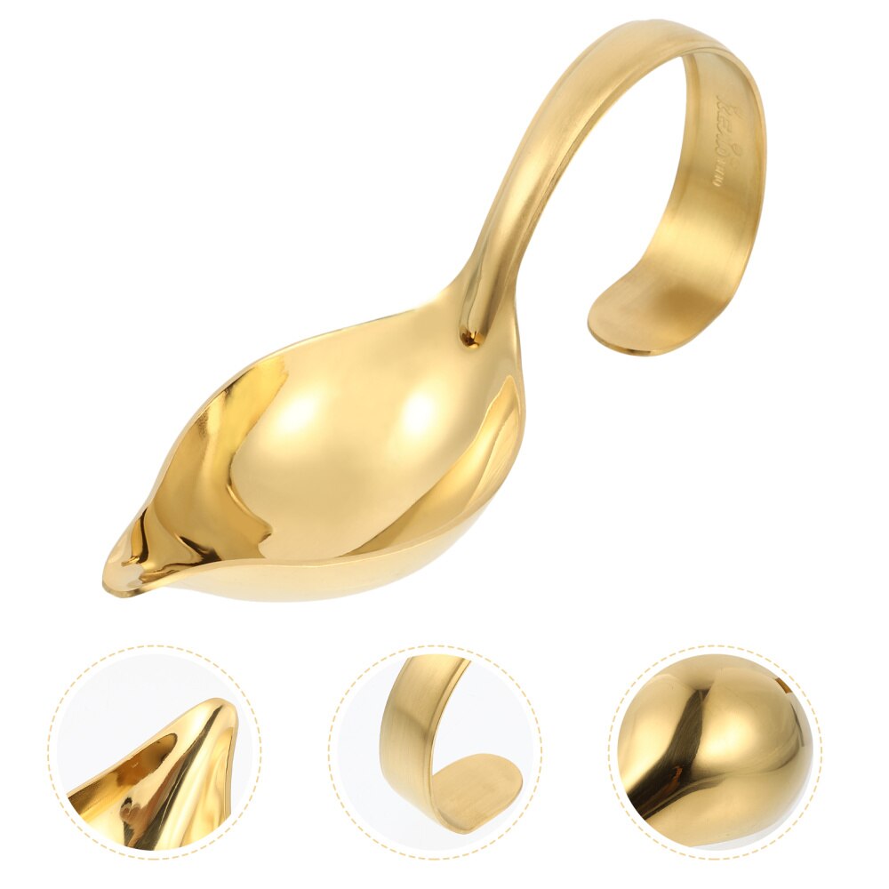 Thickened 304 stainless steel Small Soup Ladle Saucier Spoons Stainless Steel Sauce Drizzle Spoon with Spout